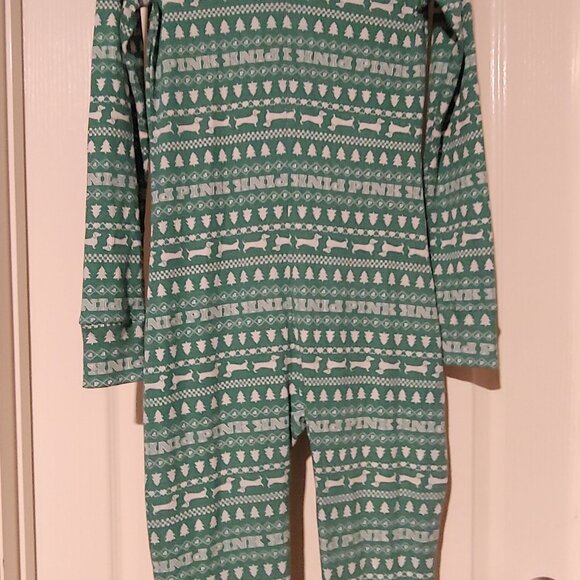 Victoria's Secret Love Pink Weenie Dog  Holiday Sleepwear Loungewear One Piece - Picture 6 of 9